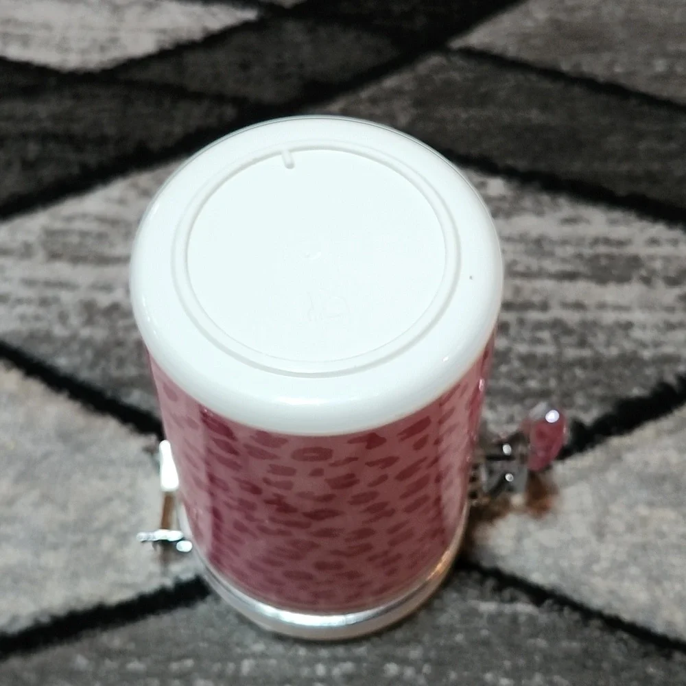 PINK LEOPARD PRINT AIRTIGHT PLASTIC DOG TREAT CONTAINER